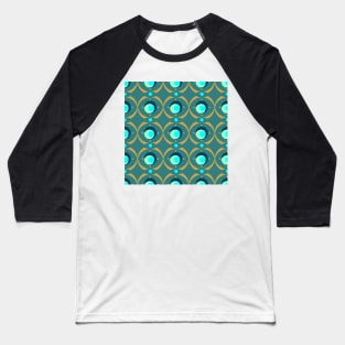 Beads and Scallops Repeat Gold on Dark Teal 5748 Baseball T-Shirt